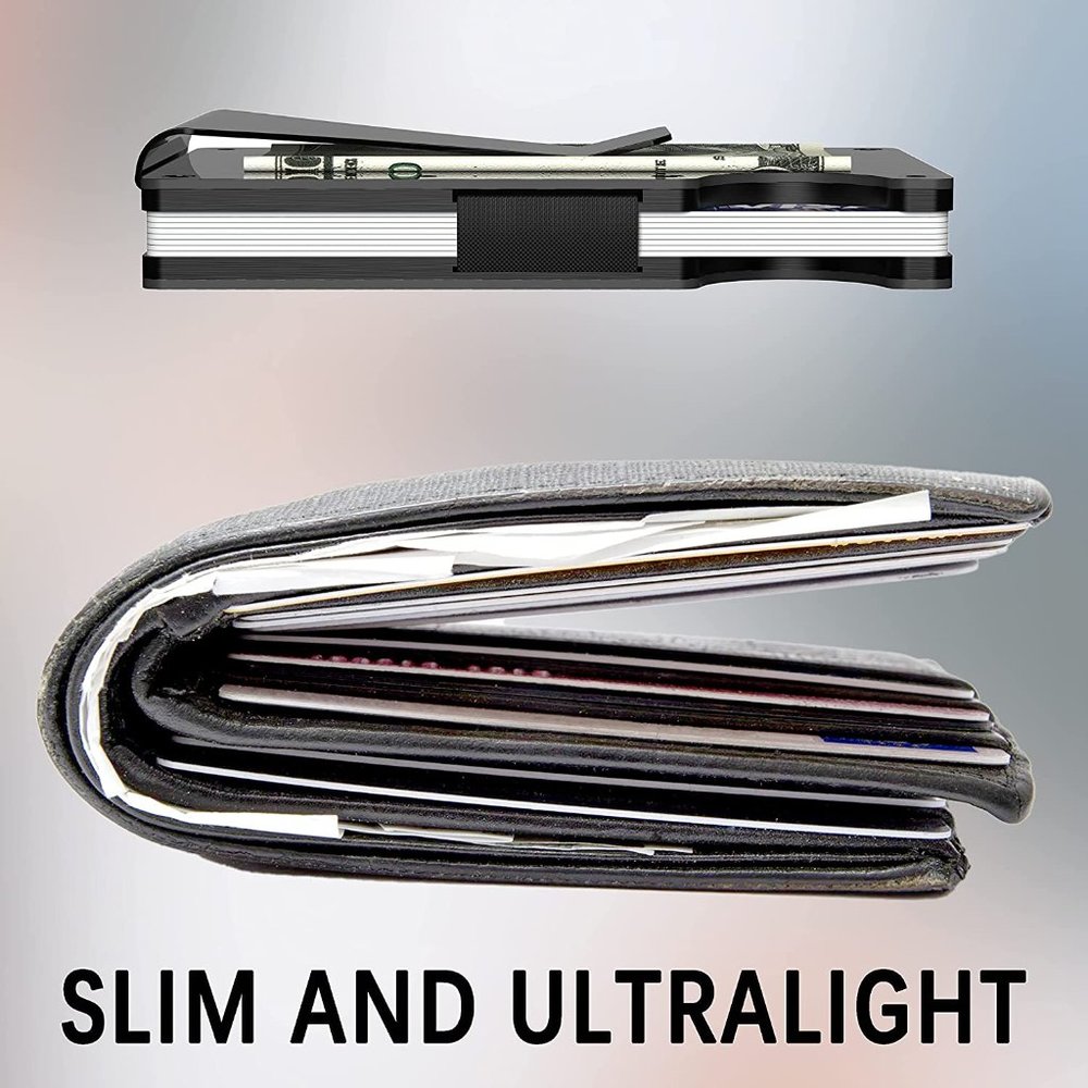 ✨✨BRAND NEW Mens Slim Wallet Minimalist RFID Blocking Money Clip Carbon … - Picture 2 of 8